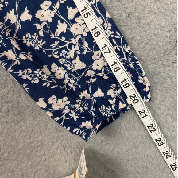 Mason & Belle Stitch Fix Blue Floral Pullover Rayon Blouse Tassels Size S NWT - Picture 6 of 10